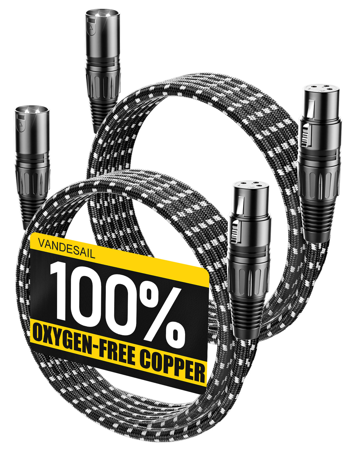 XLR Cable, VANDESAIL Microphone Cable, XLR Male to Female Balanced Microphone Cord 3 pin, mic Cord Oxygen-Free Copper (OFC) Nylon Braided