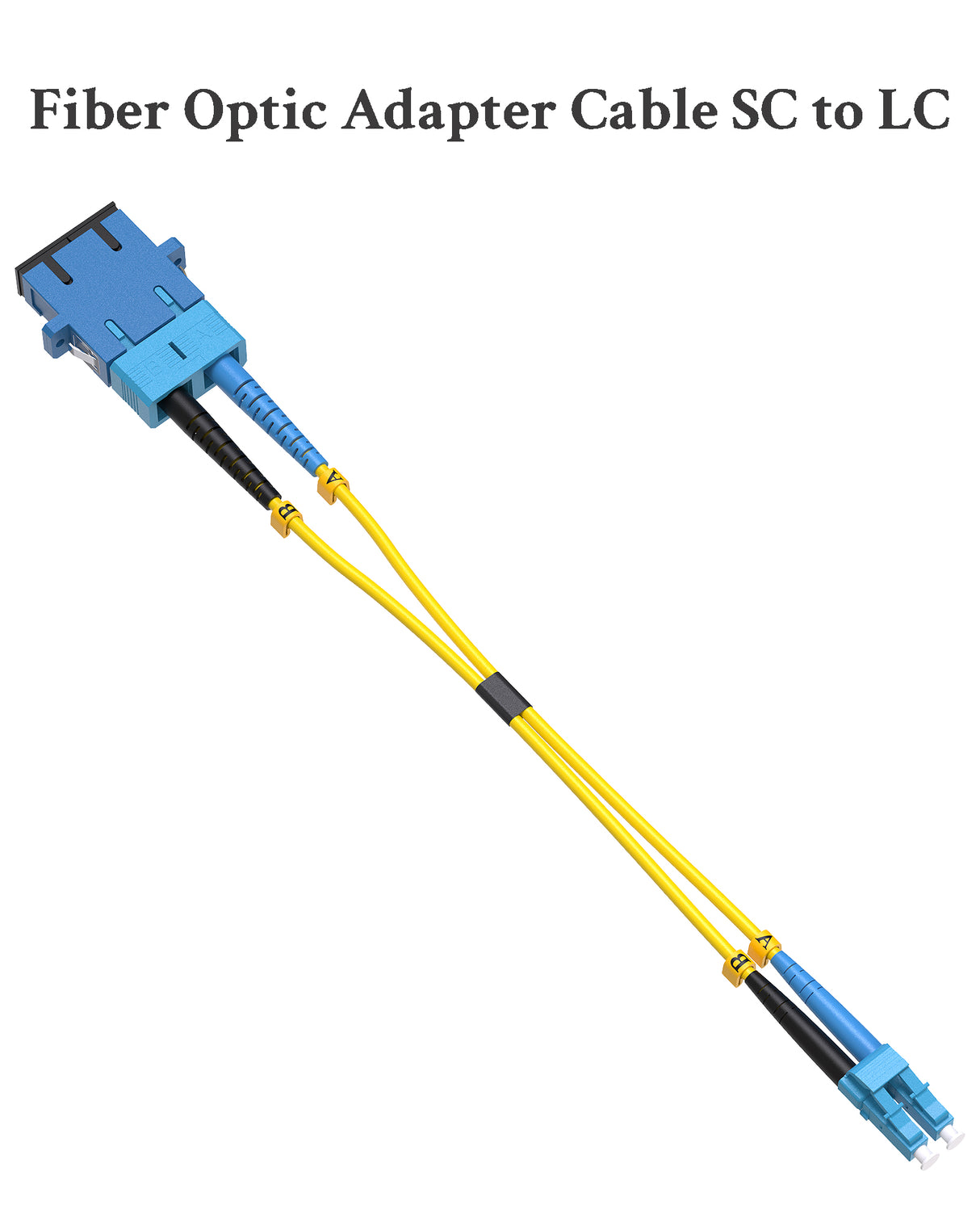 Fiber Optic Adapter Cable LC Male to SC Female, OS2/OS1 Duplex Singlemode 10GB 9/125µm Hybrid Adapter Converter Dongle for Fiber Optic Network