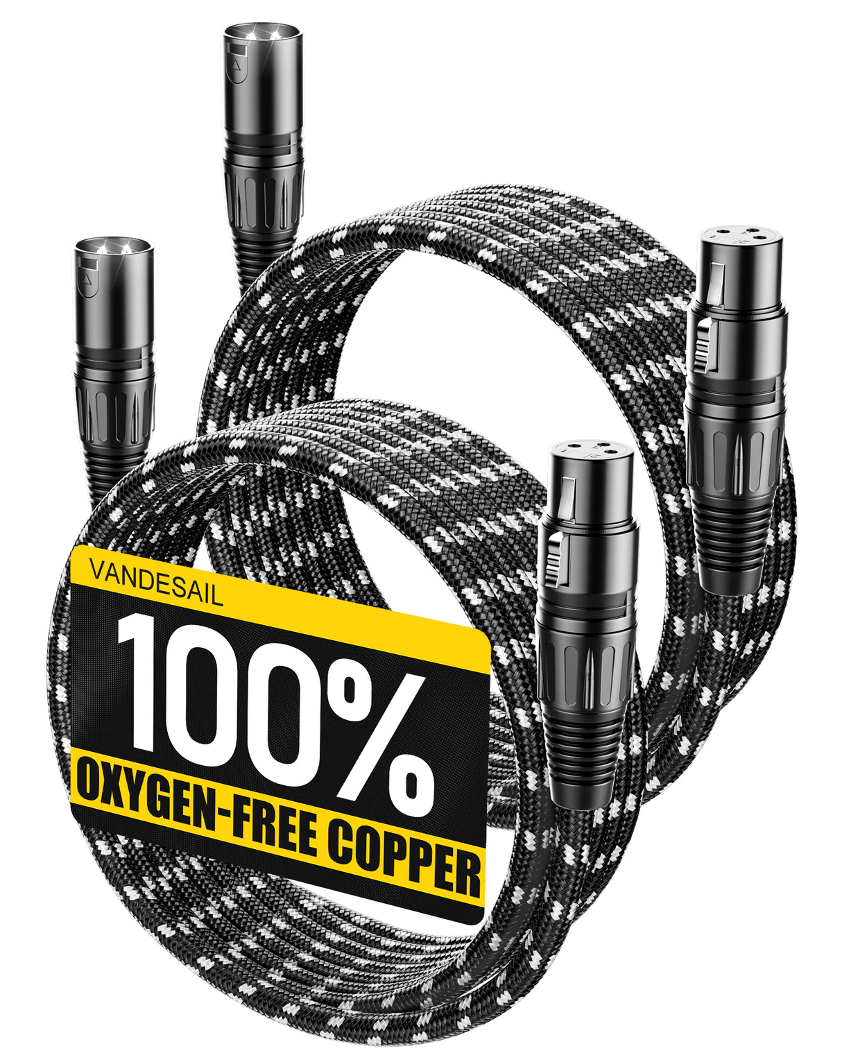 XLR Cable, VANDESAIL Microphone Cable, XLR Male to Female Balanced Microphone Cord 3 pin, mic Cord Oxygen-Free Copper (OFC) Nylon Braided