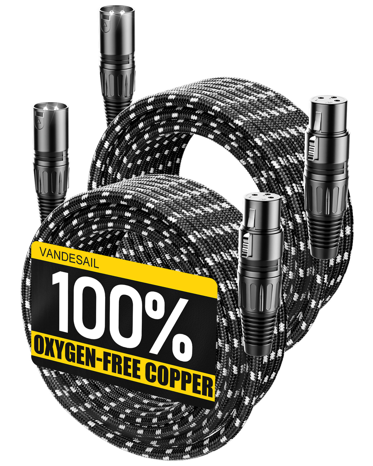 XLR Cable, VANDESAIL Microphone Cable, XLR Male to Female Balanced Microphone Cord 3 pin, mic Cord Oxygen-Free Copper (OFC) Nylon Braided