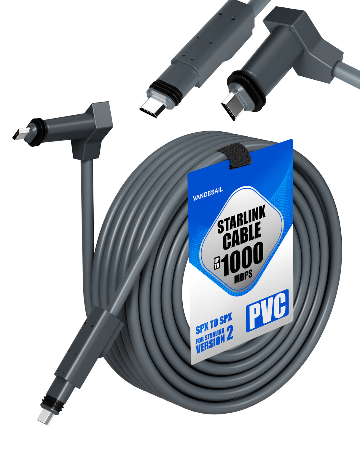 for Starlink Cable Gen 2, 35FT/50FT/65FT/100FT/150FT Compatible Replacement Cable, High Speed, Waterproof Grey for Starlink Gen2