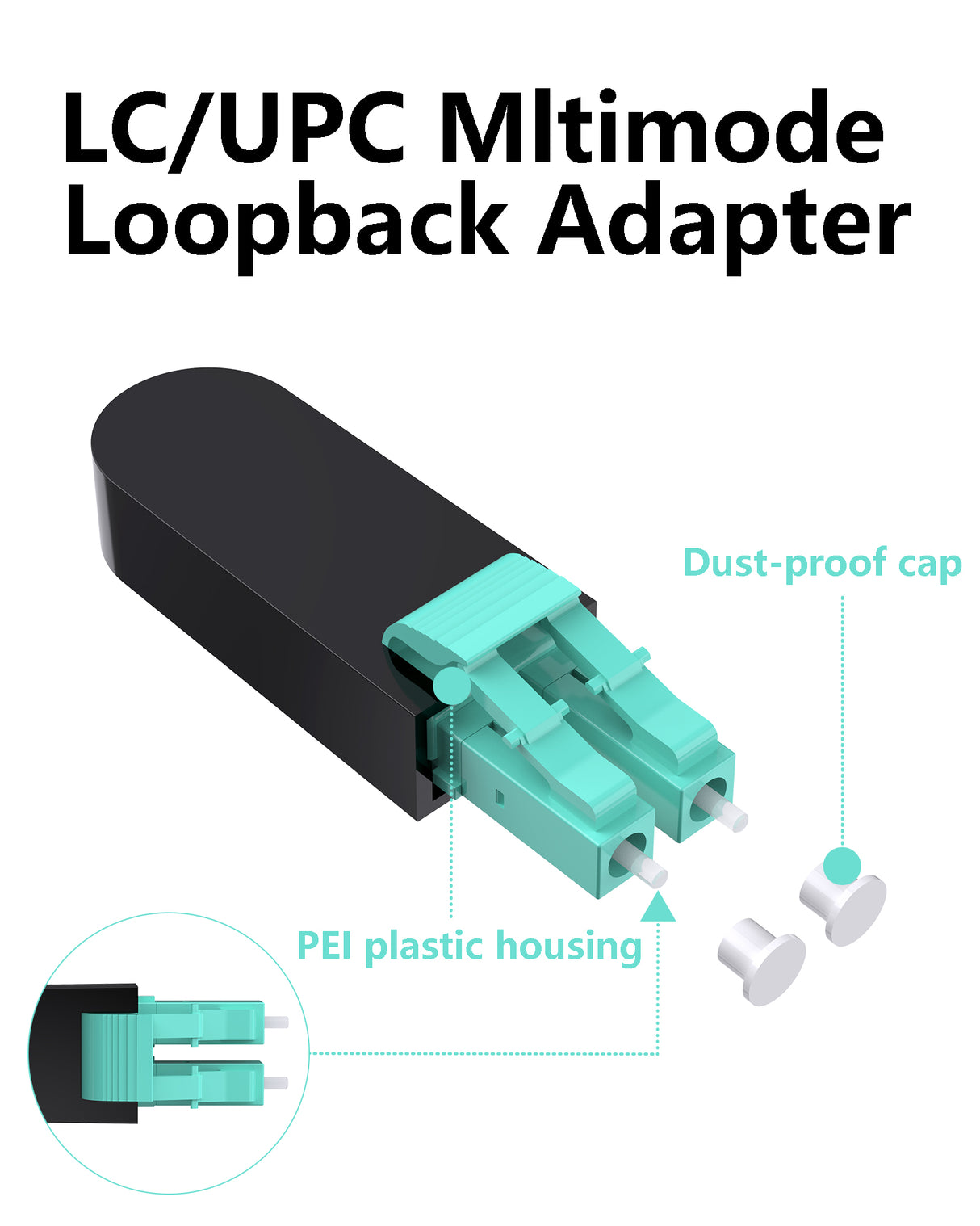 VANDESAIL LC Fiber Loopback, Fiber Optic Loopback Adapter Tester, Multimode Duplex OM3&OM4 50/125μm Fiber Optic Cable Test Plug for Testing Applications