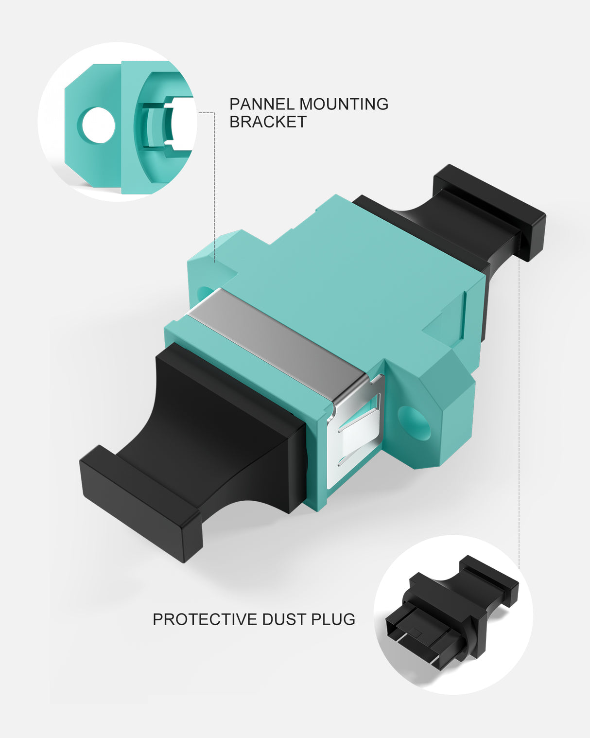 MPO to MPO Adapter MPO Fiber Optical Patch Cord Couplers MPO Cable Jumper Connector Adapter for Multi Mode Fiber OM3 40G 12/24 Cores MPO Fiber Connection -Aqua