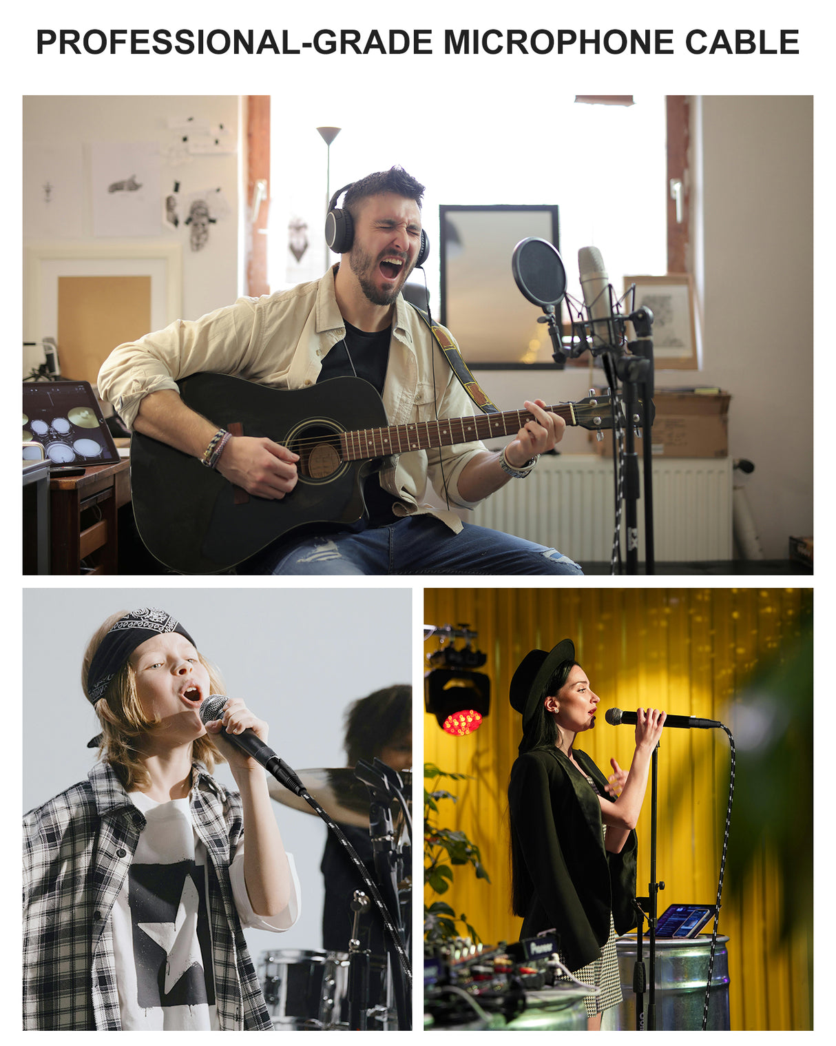 XLR Cable, VANDESAIL Microphone Cable, XLR Male to Female Balanced Microphone Cord 3 pin, mic Cord Oxygen-Free Copper (OFC) Nylon Braided