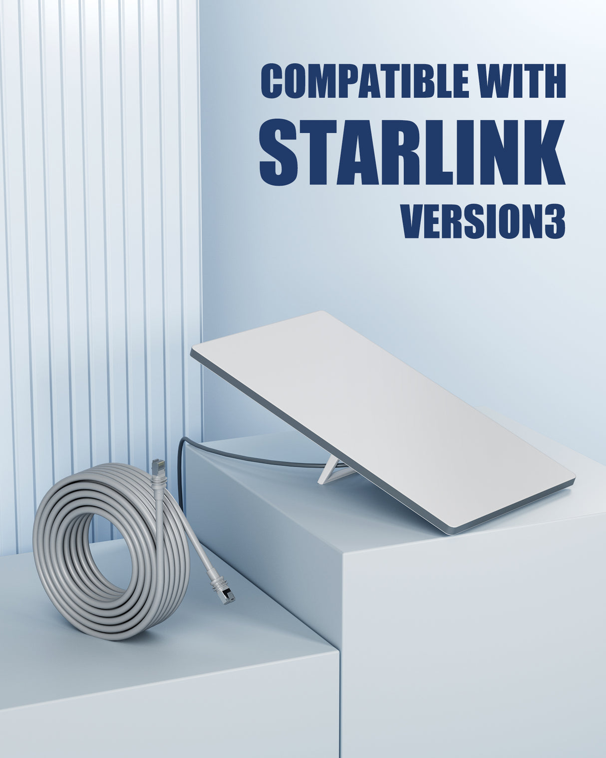 Fit for Starlink Gen 3 Cable, Compatible with Starlink Mini Replacement Cable, Including 75FT/100FT/125FT/150FT/200FT/ High Speed Waterproof Grey for Starlink Gen3