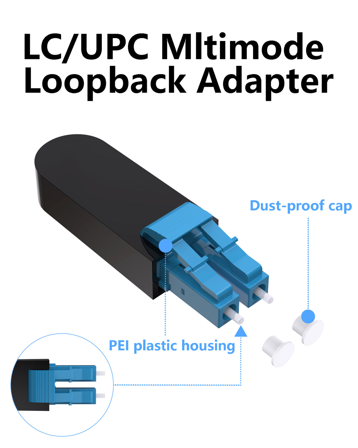 VANDESAIL LC Fiber Loopback Adapter, Duplex LC Connector Loopback Adapter/Test Plug, 9/125μm(OS2) Single-Mode LC-UPC Fiber Optical Cable Adapter Standard for Network Troubleshooting