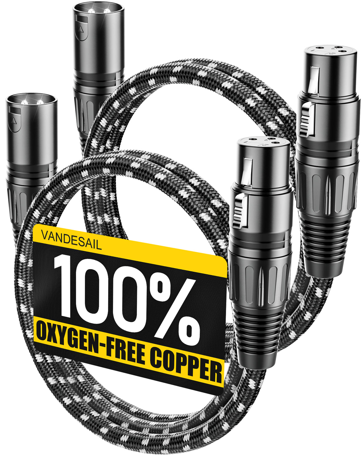 XLR Cable, VANDESAIL Microphone Cable, XLR Male to Female Balanced Microphone Cord 3 pin, mic Cord Oxygen-Free Copper (OFC) Nylon Braided