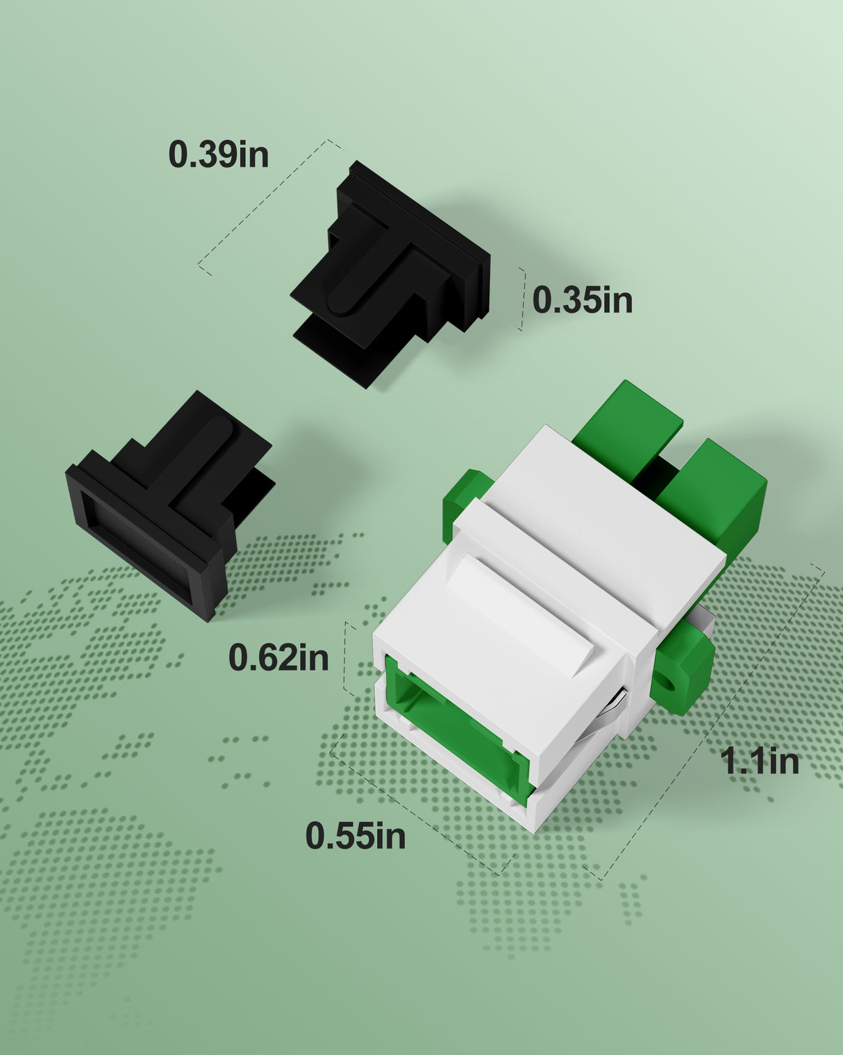 SC Fiber Optic Coupler Keystone Jack, Singlemode for Patch Panels and Wall Plates Fiber Optic Cable Adapter (Grass Green,Angled Physical Contact)