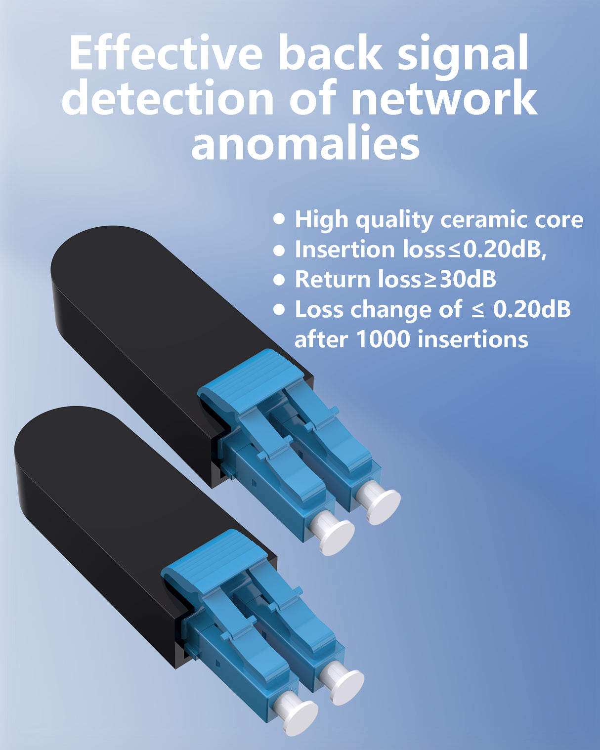 VANDESAIL LC Fiber Loopback Adapter, Duplex LC Connector Loopback Adapter/Test Plug, 9/125μm(OS2) Single-Mode LC-UPC Fiber Optical Cable Adapter Standard for Network Troubleshooting