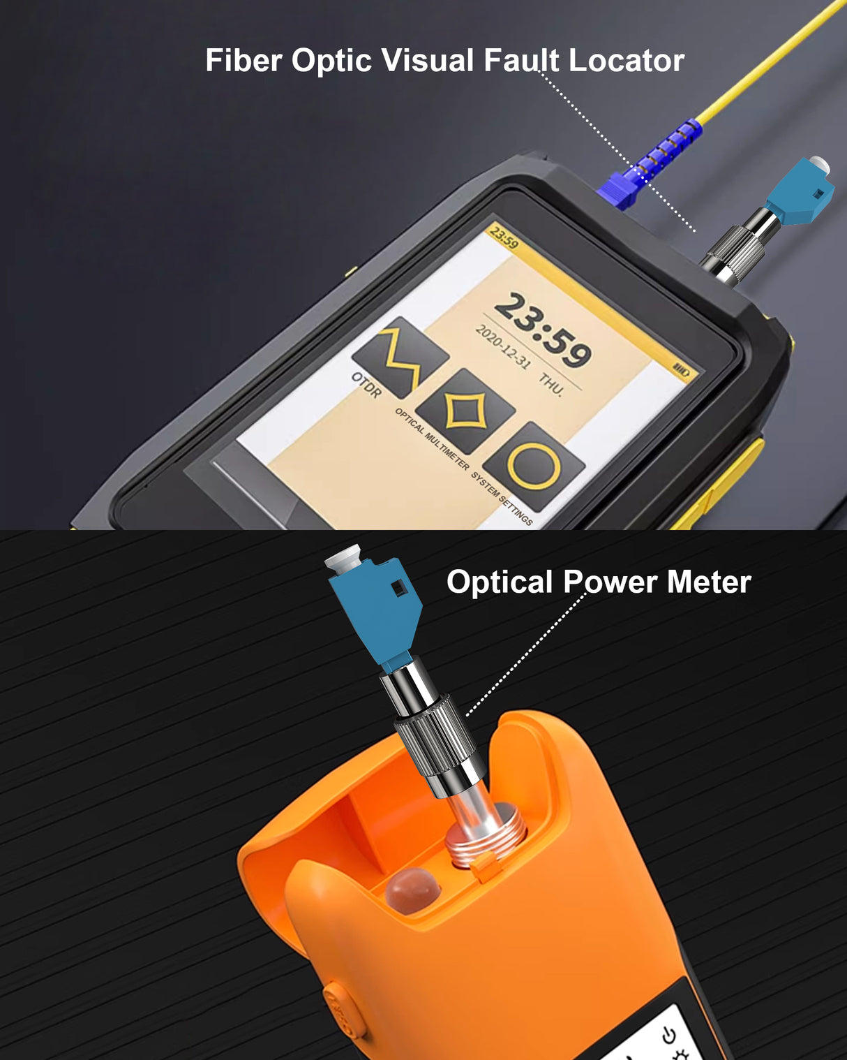 FC Male to LC Female Adapter, Single Mode Hybrid FC to LC Connector Simplex Fiber Optic Converter 9/125µm for Visual Fault Locator