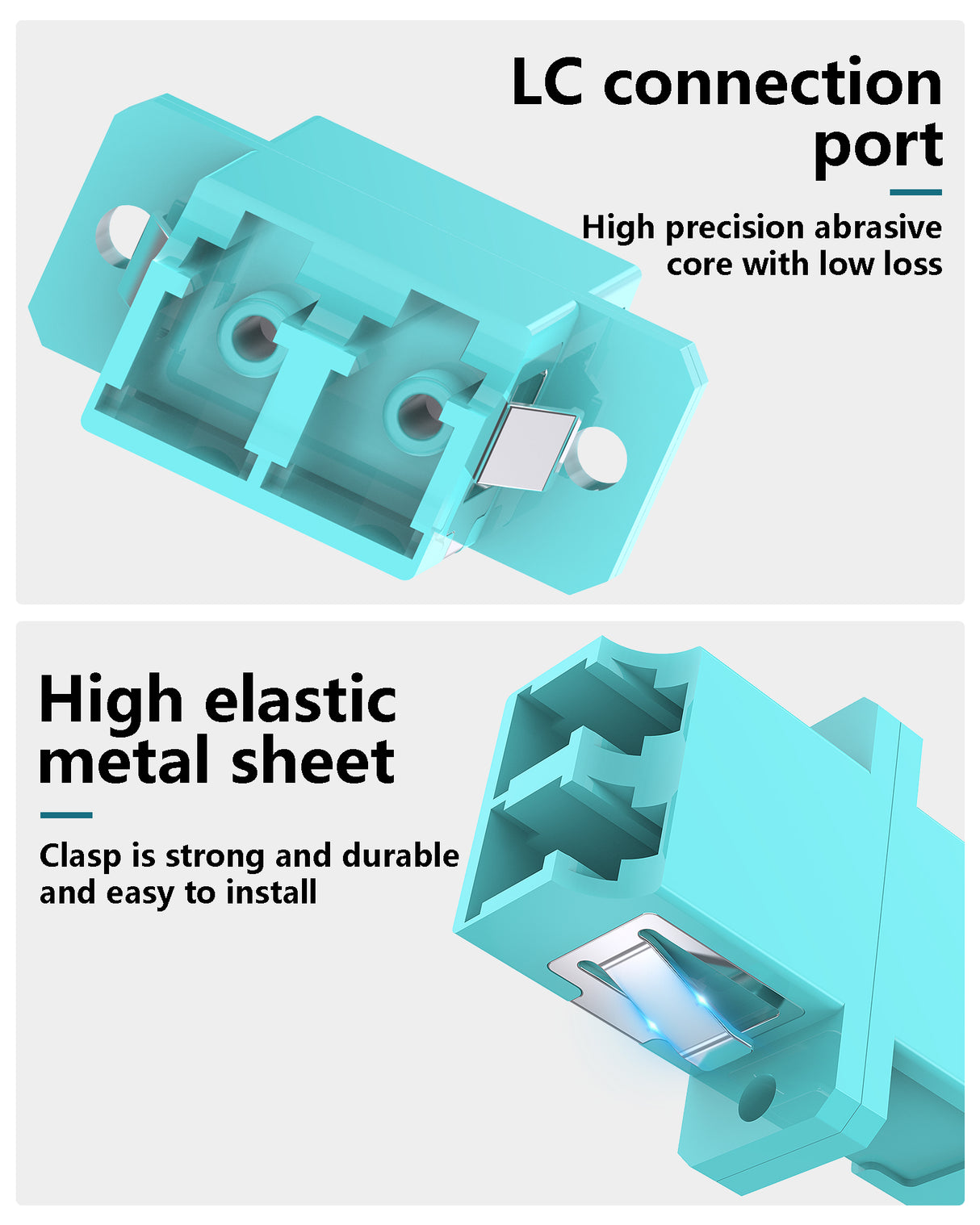 LC Fiber Optic Coupler, LC to LC Female Fiber Coupler, Duplex Fiber Optic Adapter for Fiber Optic Patch Panels Compatible Multimode Singlemode
