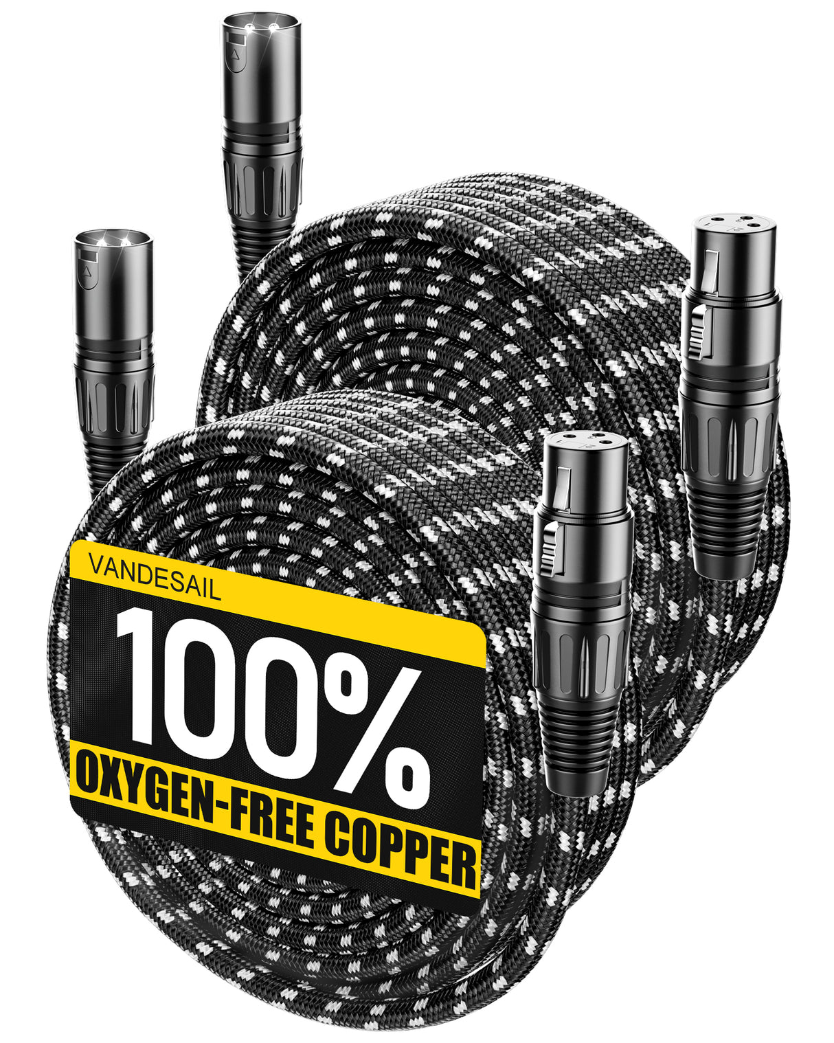 XLR Cable, VANDESAIL Microphone Cable, XLR Male to Female Balanced Microphone Cord 3 pin, mic Cord Oxygen-Free Copper (OFC) Nylon Braided
