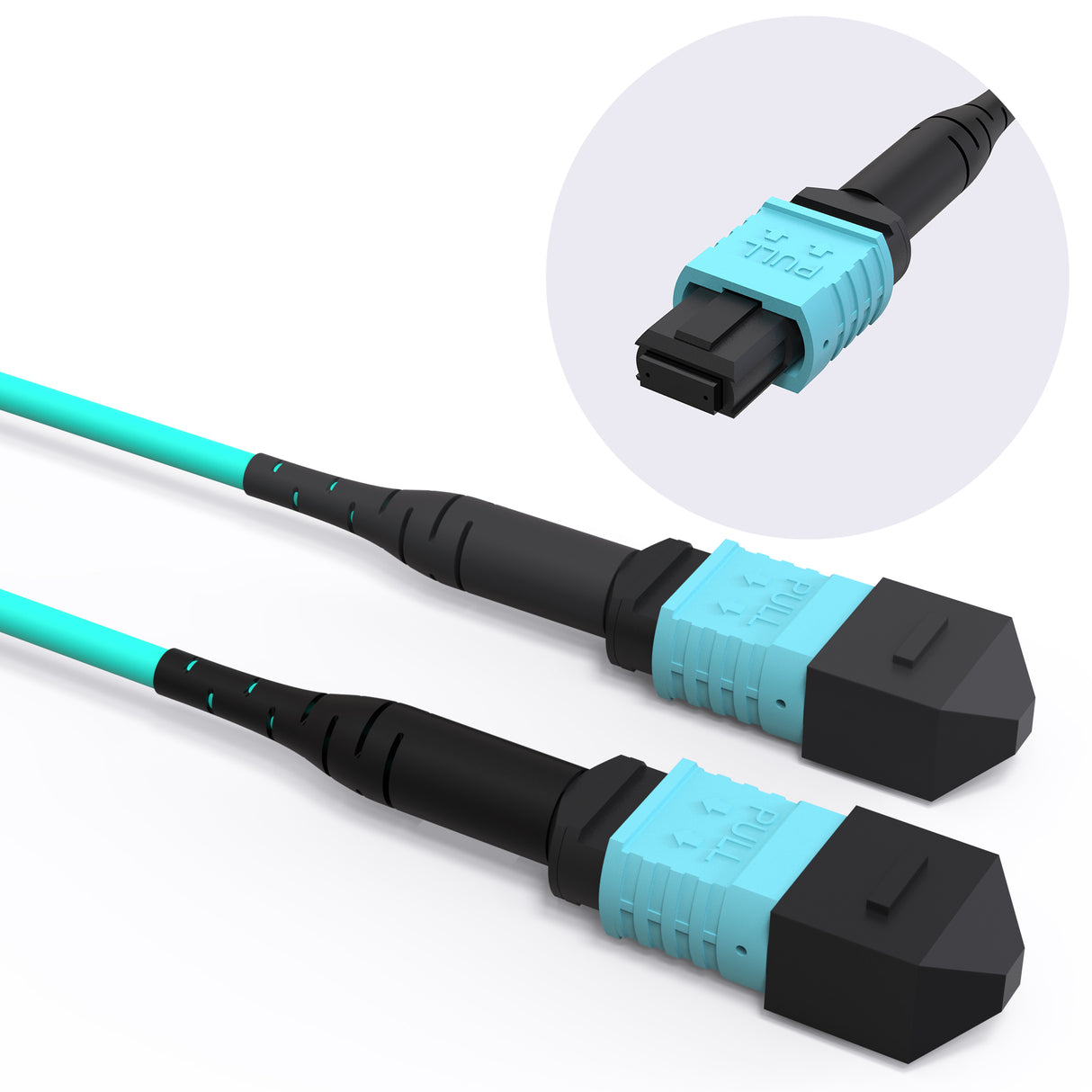 VANDESAIL MPO to MPO Fiber Cable,  OM3 Aqua 12 Strand(8 Strand Compatible) Multimode, Compatible with MTP for High-Density Networking