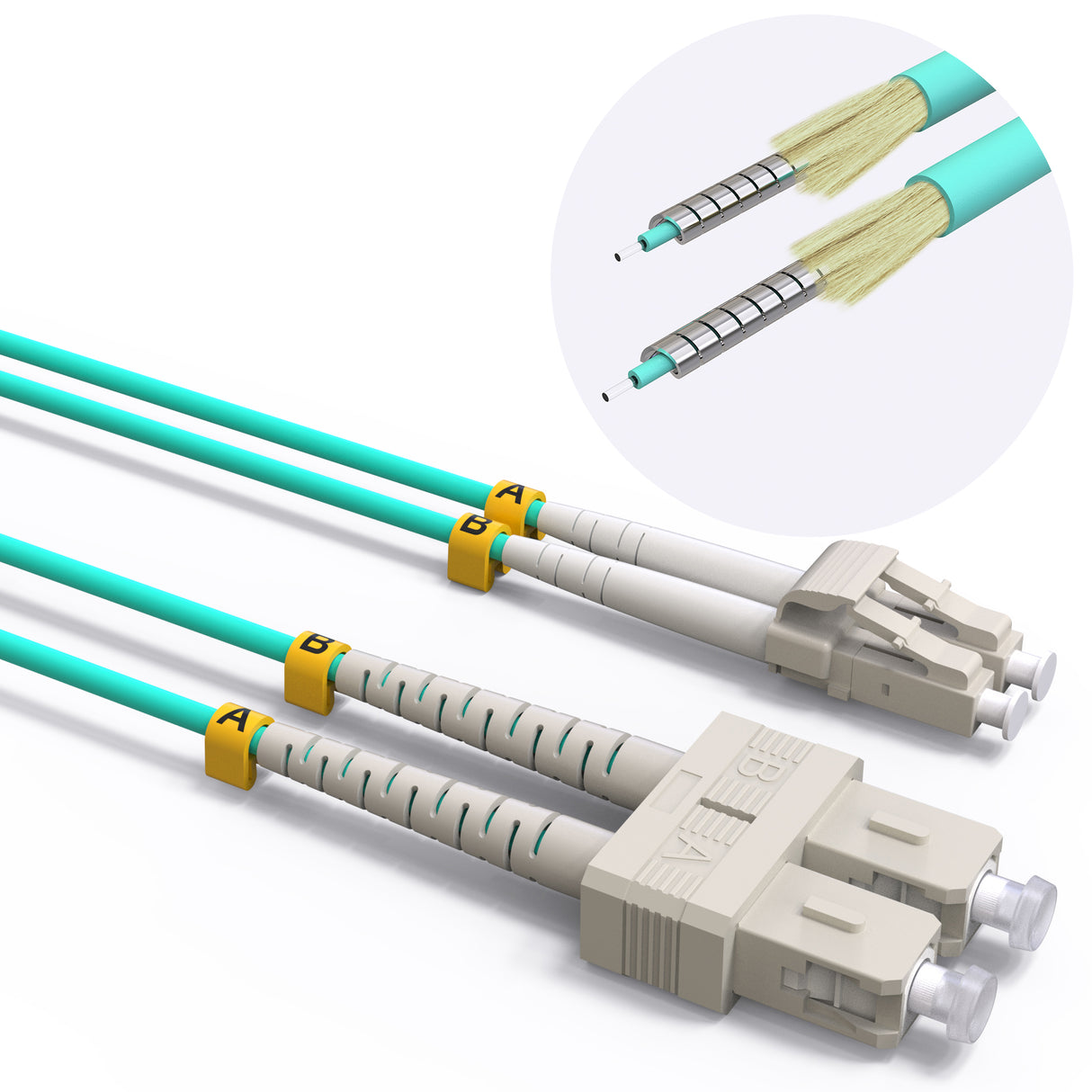 VANDESAIL OM3 LC to SC Fiber Patch Armored,Multi-Mode SC-LC OM3 Patch Cords 10 Gigabit Duplex MM Fiber Jumper 50/125µm