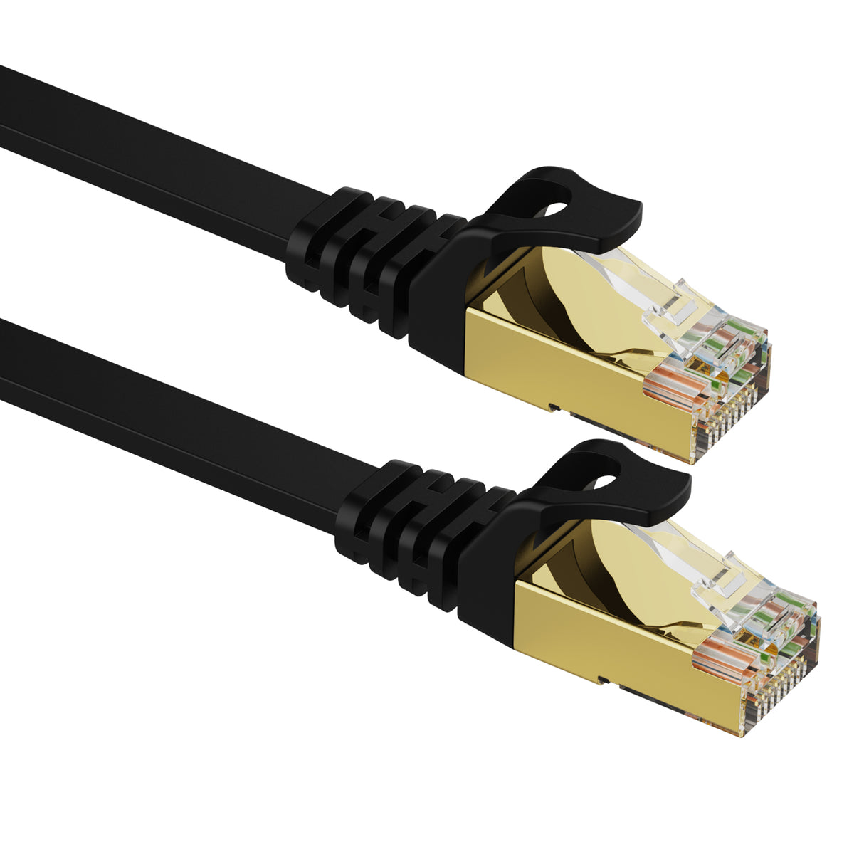 Vandesail CAT7 LAN Network Cable (2m/6.5ft, Black, Half Gold Plug-1pack)