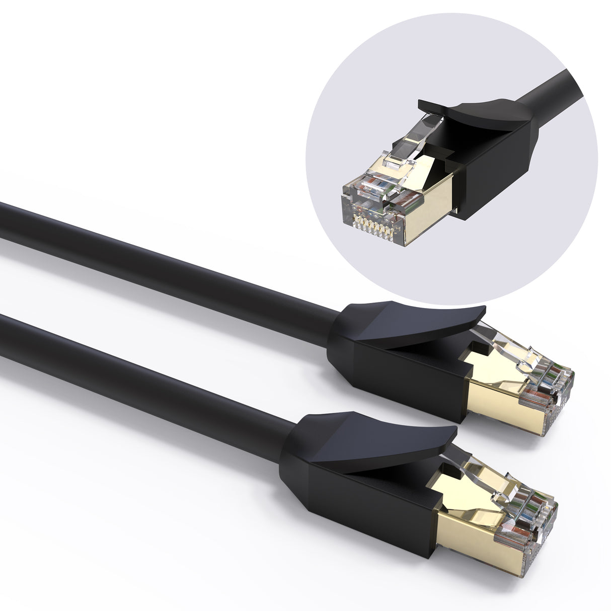 VANDESAIL Cat 8 Ethernet Cable Round, 40Gbps with RJ45 Gold Plated Connector SFTP, High Speed Gaming LAN Patch Cable