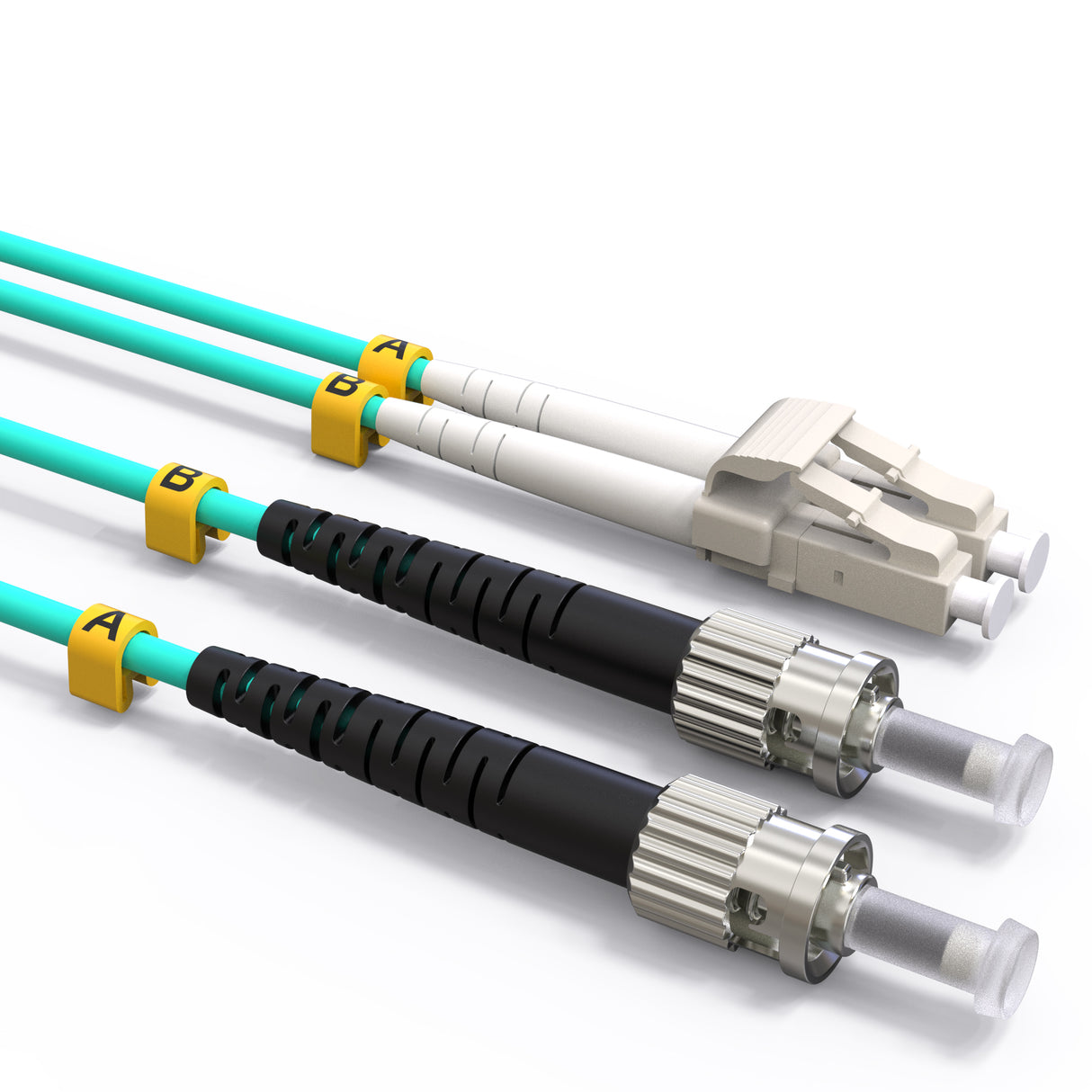 VANDESAIL OM3 LC to ST Fiber Patch Cable, 10G Gigabit Fiber Optic Cable with LC-ST, Multimode Duplex Fiber Cable (Aqua)