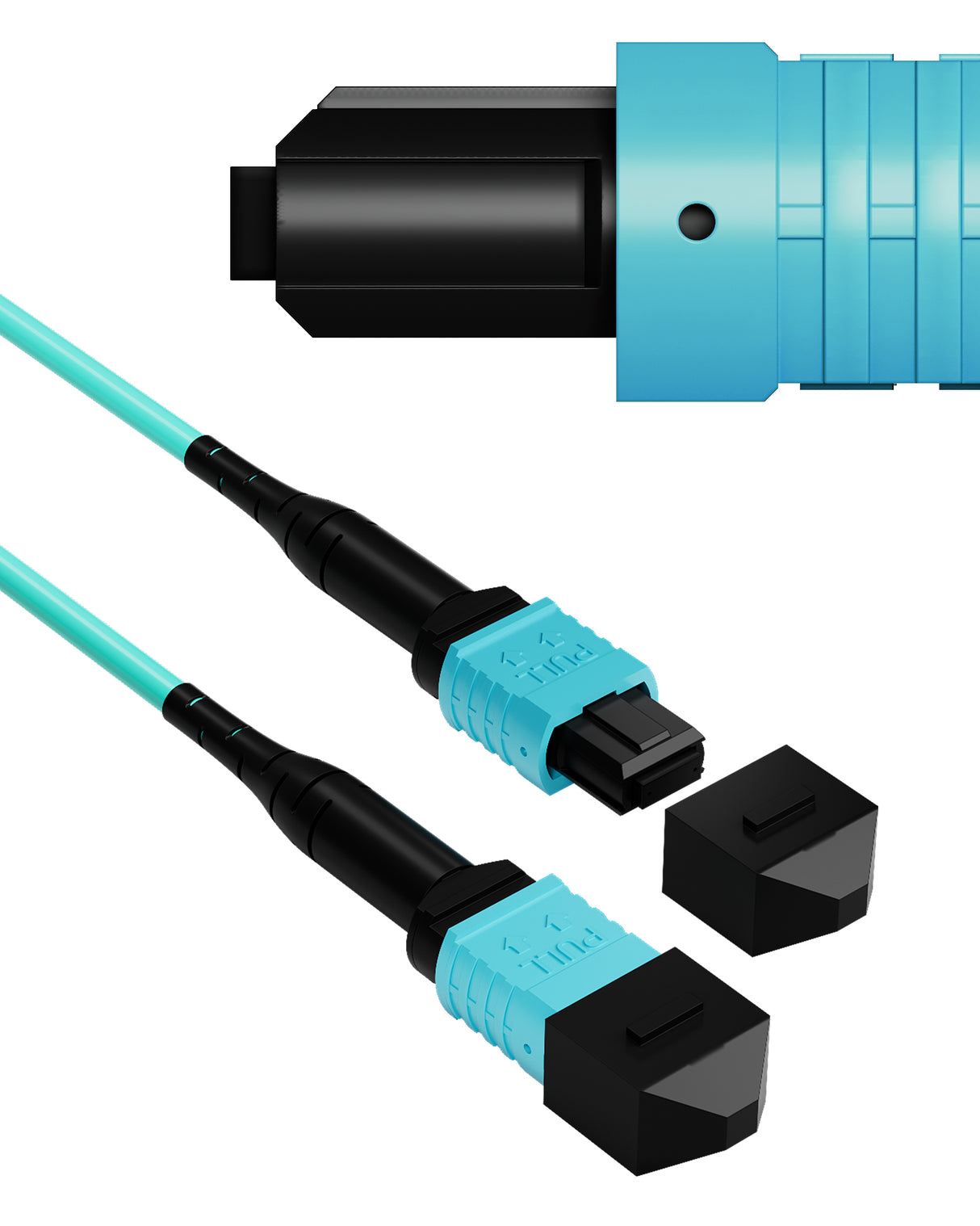 VANDESAIL MPO to MPO Fiber Cable,  OM3 Aqua 12 Strand(8 Strand Compatible) Multimode, Compatible with MTP for High-Density Networking