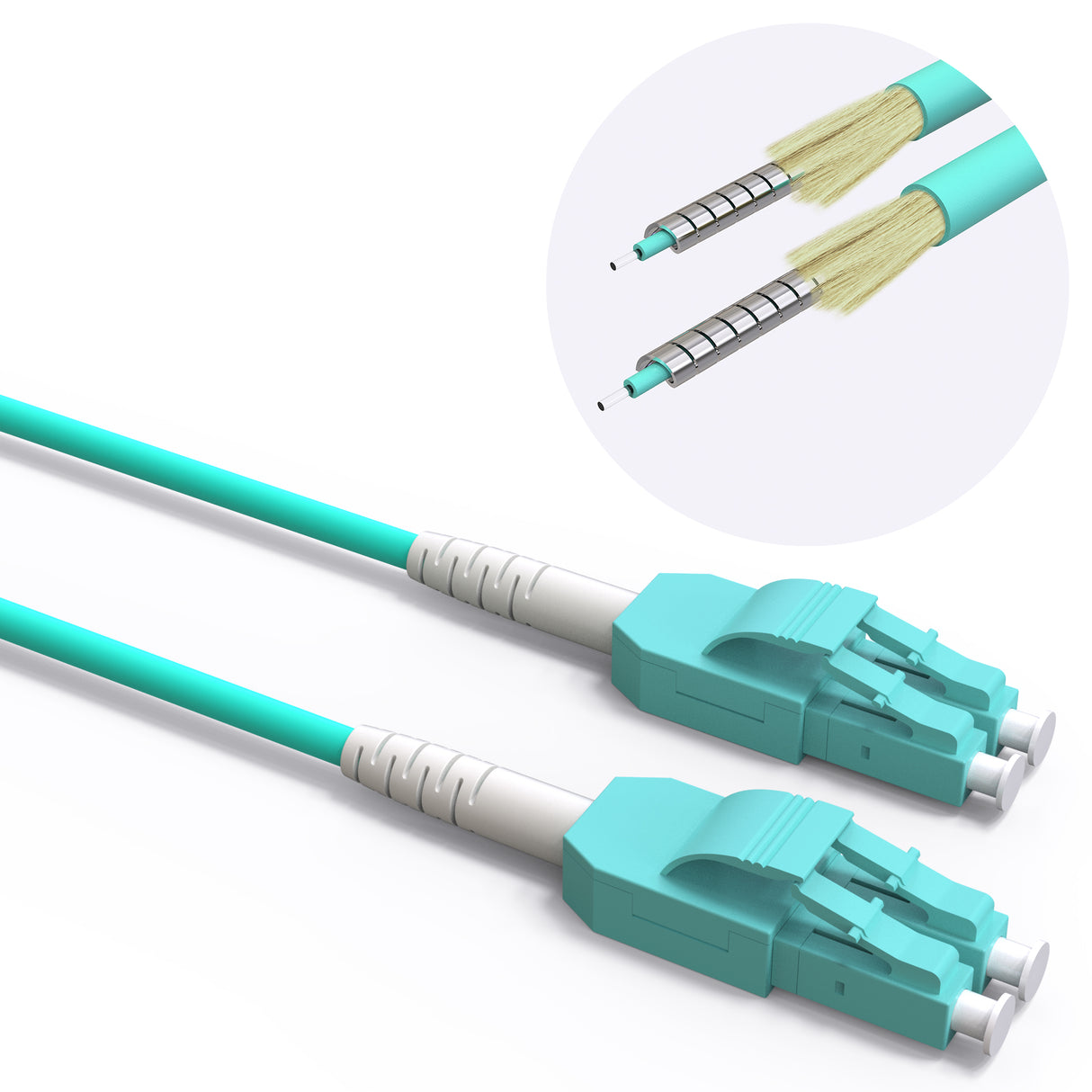 VANDESAIL OM3 LC to LC Fiber Patch Cable Armored Uniboot, Gigabit Fiber Optic Cables 10G with Multimode OM3 Duplex 50/125 OFNP