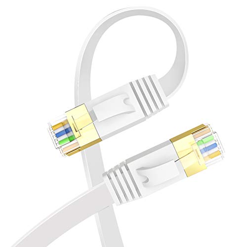 Ethernet Cable, Vandesail CAT7 LAN Network Cable RJ45 High Speed Patch Cord (10ft, White, Half Gold Plug-1pack) - vandesail