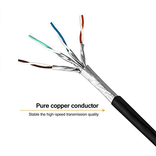 Ethernet Cable 49FT, VANDESAIL CAT7 LAN Network Cable RJ45 High Speed Round Patch Cord Gold Plated Lead - vandesail