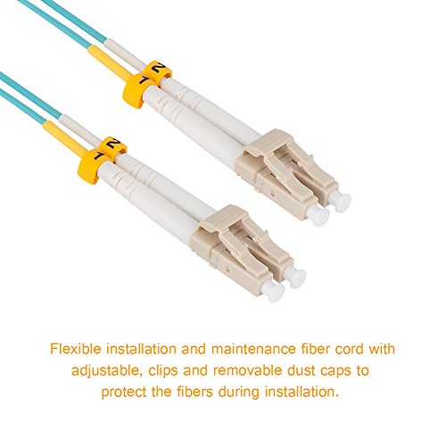 Fiber Patch Cable, VANDESAIL 10G Gigabit Fiber Optic Cables with LC to LC Multimode OM3 Duplex 50/125 OFNP (0.5M, OM4 LC/LC Multimode, 5 Pack) - vandesail