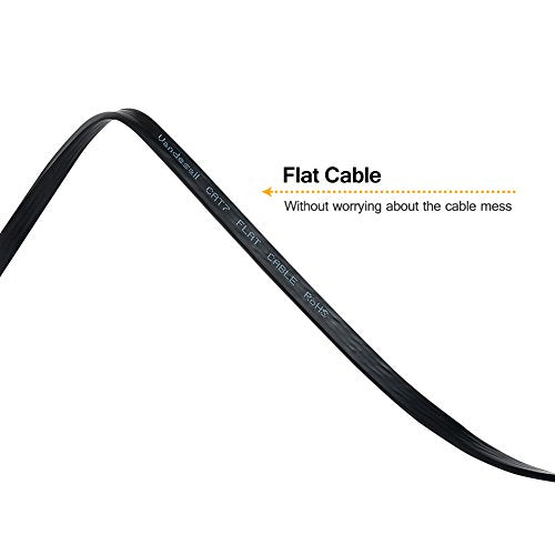 Vandesail CAT7 LAN Network Cable (2m/6.5ft, Black, Half Gold Plug-1pack)