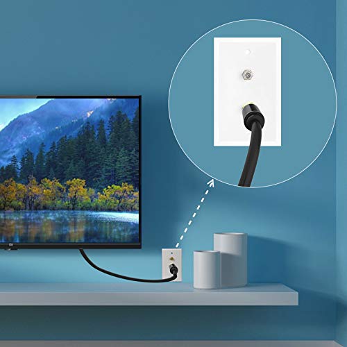 Coaxial Cable Triple Shielded, 6 FT VANDESAIL RG6 Coax Cable 75 Ohm with Gold Plated F-Type Connector Pin TV Cable, for Cable TV, Antenna, Satellite and More(Black) - vandesail