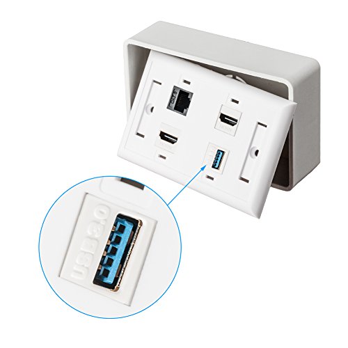 MACTISICAL USB 3.0 Keystone Jack Inserts, 5pcs USB to USB Adapters Female to Female Connector White - vandesail