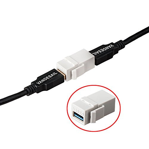 MACTISICAL USB 3.0 Keystone Jack Inserts, 5pcs USB to USB Adapters Female to Female Connector White - vandesail