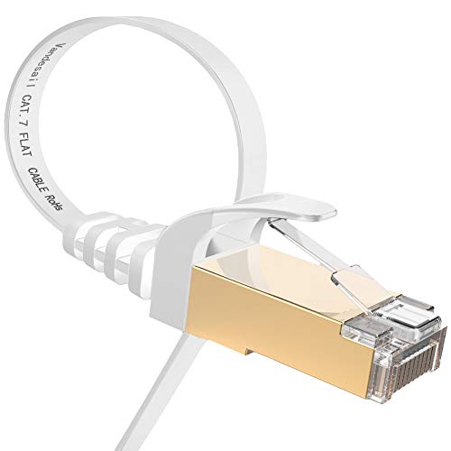 Ethernet Cable, VANDESAIL CAT7 Network Cable RJ45 High Speed STP LAN Cord (33ft, White-1pack) - vandesail