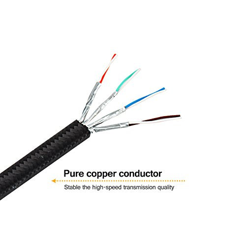 Vandesail CAT7 LAN Network Cable (1m/3ft, Nylon Braided-1pack)