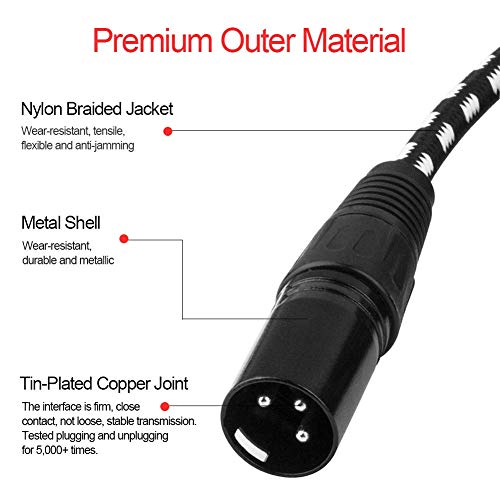 XLR Cable, VANDESAIL 25 ft XLR Male to Female Balanced Microphone Cord 3 pin, XLR Audio Mic Extension Patch Cable 25 feet - vandesail