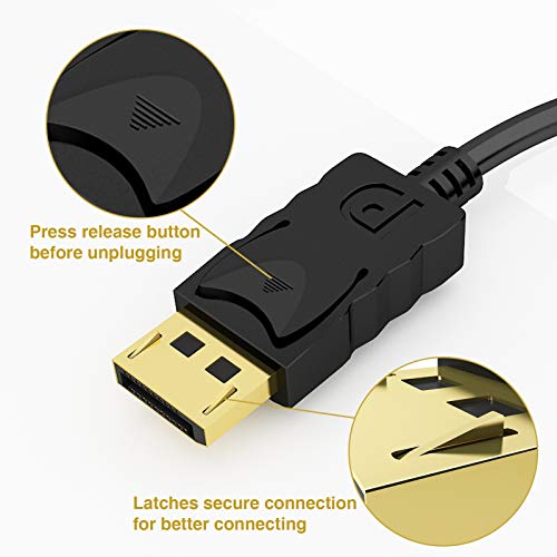 DisplayPort to DVI Cable, 15 FT VANDESAIL Gold Plated Display Port to DVI Adapter Male to Male Cord, Compatible with PC, Laptop, HDTV, Projector, Monitor and More (Black) - vandesail