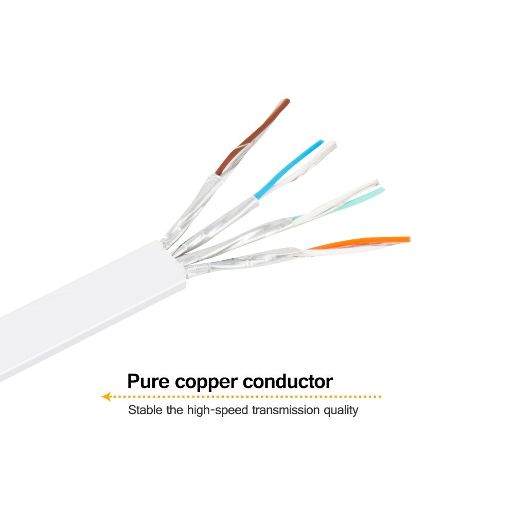 Ethernet Cable, Vandesail CAT7 LAN Network Cable(2m/ 6.5ft, White, Half Gold Plug-1pack) - vandesail