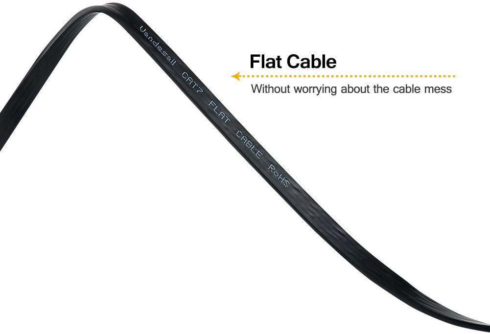 Ethernet Cable 15 ft, Vandesail CAT7 LAN Network Cable RJ45 High Speed Gold Plated Lead for Switch/Router/Modem (5m/15ft, Black) - vandesail