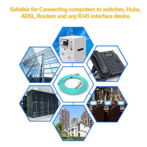 Fiber Patch Cable, VANDESAIL 10G Gigabit Fiber Optic Cables with LC to LC Multimode OM3 Duplex 50/125 OFNP (2M, OM3-10Pack) - vandesail