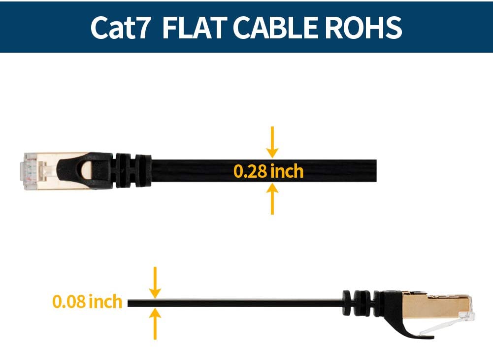 VANDESAIL CAT 7 Ethernet Cable, Gigabit Cable 15 FT RJ45 High Speed STP LAN Network Cord Gold Plated Lead (5m/15ft Black-2pack) - vandesail