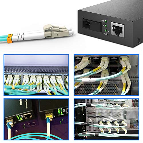 Fiber Patch Cable, VANDESAIL 10G Gigabit Fiber Optic Cables with LC to LC Multimode OM3 Duplex 50/125 OFNP (1M, OM3) - vandesail