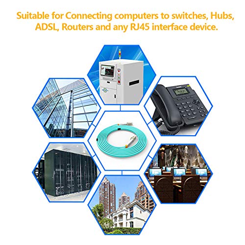 Fiber Patch Cable, VANDESAIL 10G Gigabit Fiber Optic Cables with LC to LC Multimode OM3 Duplex 50/125 OFNP (1M, OM3) - vandesail