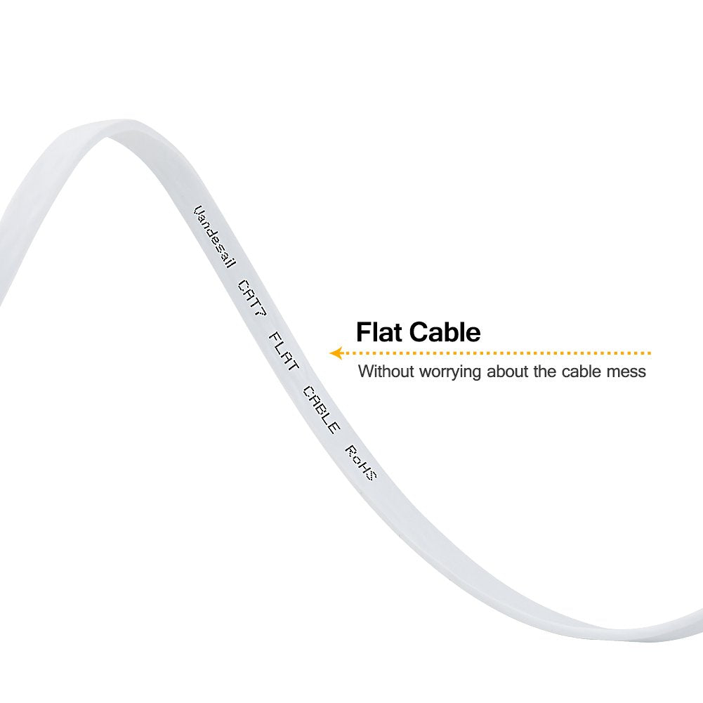 Ethernet Cable, Vandesail CAT7 LAN Network Cable(2m/ 6.5ft, White, Half Gold Plug-1pack) - vandesail