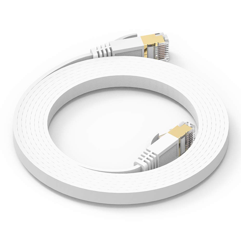 Ethernet Cable, Vandesail CAT7 LAN Network Cable(2m/ 6.5ft, White, Half Gold Plug-1pack) - vandesail