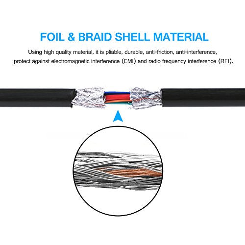 90 Degree Angle Micro USB Cables, 2 Pack USB 2.0 A Charging Data Sync Cable (1ft, Right Angle + Left Angle) - vandesail