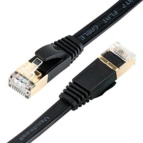 Vandesail CAT7 LAN Network Cable (2m/6.5ft, Black, Half Gold Plug-1pack)