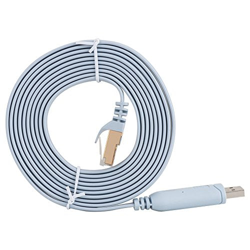 USB Console Cable, VANDESAIL 6ft USB to RJ45 FTDI Chip RS232 Console Cable for Routers/AP Router/Switch/Windows 7, 8 (1.8m/6ft, Blue) - vandesail