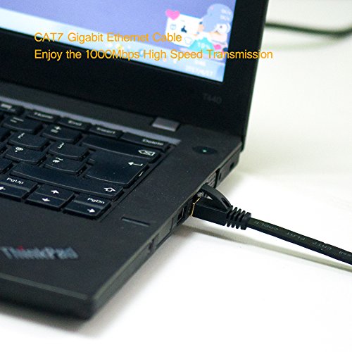 Vandesail CAT7 LAN Network Cable (2m/6.5ft, Black, Half Gold Plug-1pack)