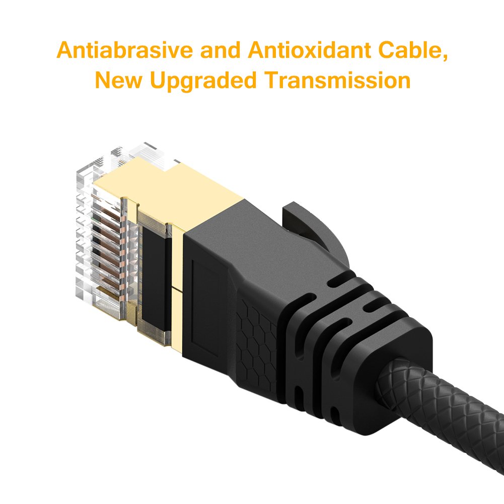 VANDESAIL CAT7A Ethernet Cables (2m/6.5ft, Black CAT7A 5P) - vandesail