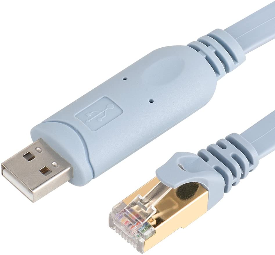 VANDESAIL 8ft USB to RJ45 FTDI Chip RS232 Console Cable for Routers/AP Router/Switch/Windows 7, 8 (2.4m/8ft, Blue) - vandesail