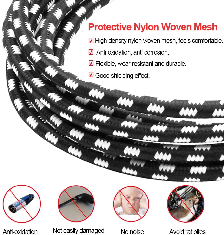 XLR Cable, VANDESAIL 3ft 2 Pack Microphone Cable, XLR Male to Female Balanced Microphone Cord 3 pin, 3 Foot Short mic Cord - vandesail