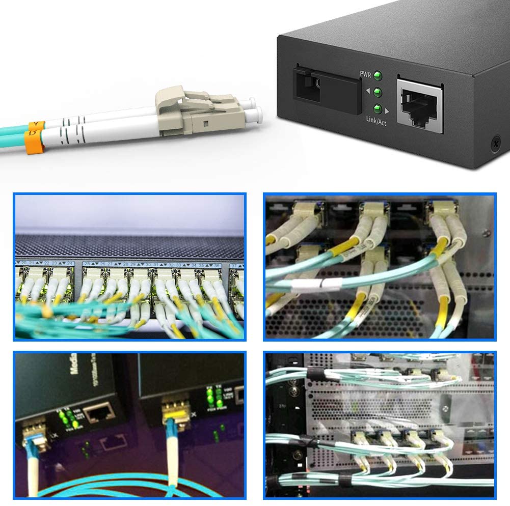Fiber Patch Cable, VANDESAIL 10G Gigabit Fiber Optic Cables with LC to LC Multimode OM3 Duplex 50/125 OFNP 5Pack - vandesail